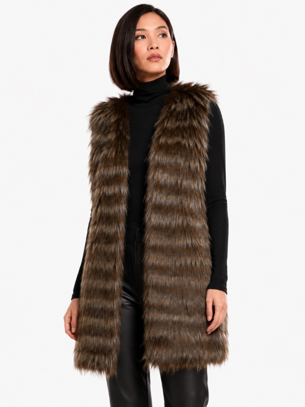 NWOT Donna Salyers Fabulous Furs Chinchilla Striped Faux Fur Vest M